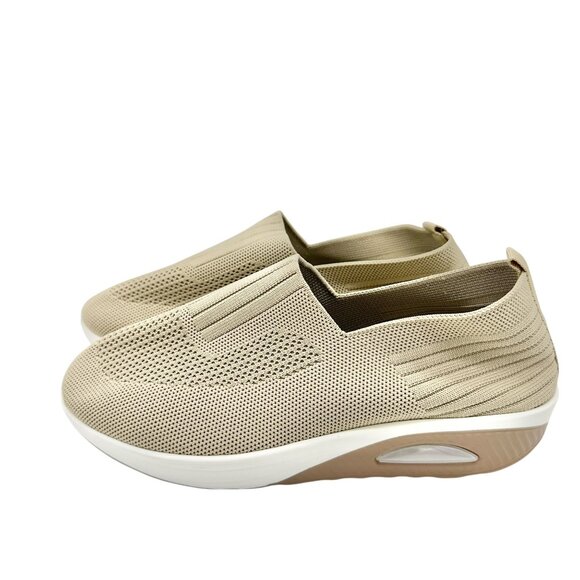 Slip On Sneakers Womens Size 8 US 40 EU Beige Knit With Cushioned Sole - Picture 2 of 7